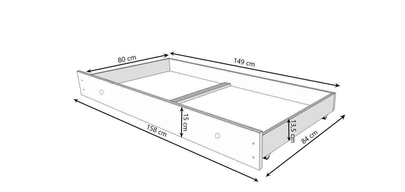 Lasten sänky ADRK Huonekalut Emka U2, 80x160 cm, valkoinen hinta ja tiedot | Lastensängyt | hobbyhall.fi