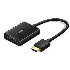 HDMI-VGA-sovitin USB-kaapelilla, 1m, musta hinta ja tiedot | Adapterit | hobbyhall.fi