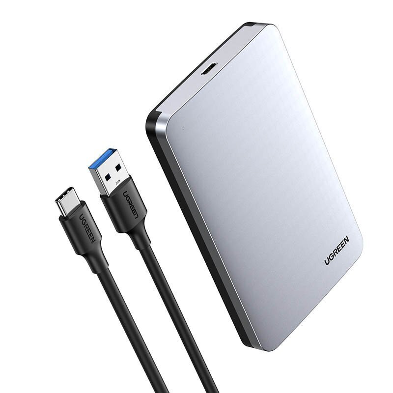 Alumiininen ulkoinen kiintolevykotelo 2.5'' SATA 3.0 6Gbps USB-C, harmaa hinta ja tiedot | Adapterit | hobbyhall.fi