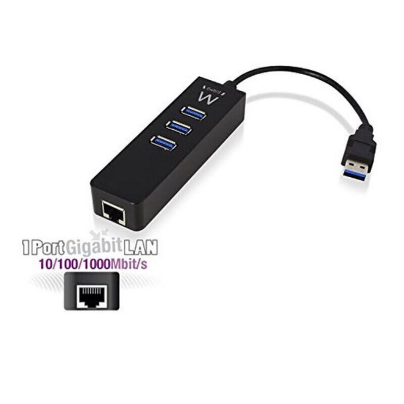 Ewent AAOAUS0127, 3 x USB 3.1/RJ45 hinta ja tiedot | Adapterit | hobbyhall.fi