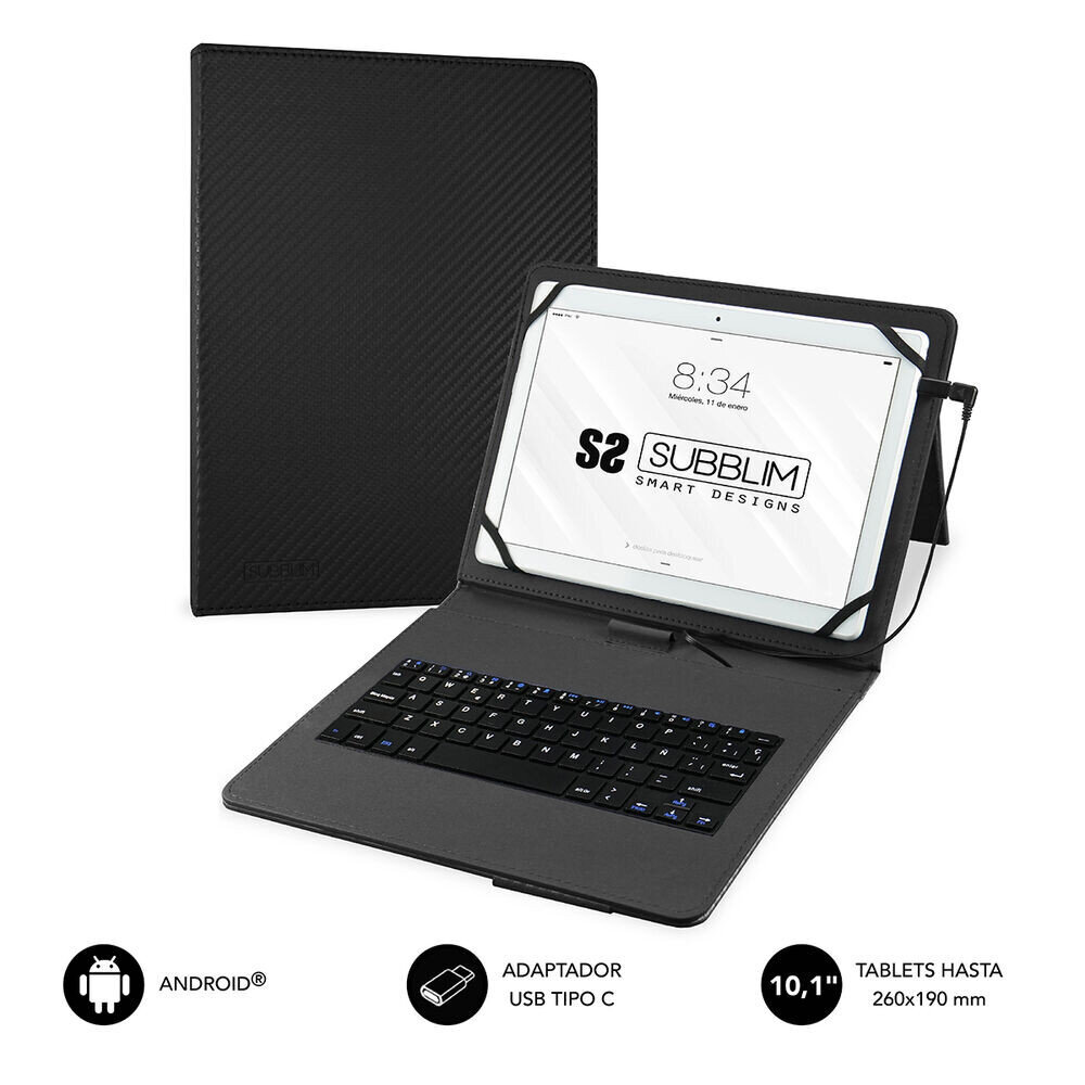 Tabletti- ja näppäimistökotelo Subblim KEYTAB PRO, 10,1" hinta ja tiedot | Tietokonelaukut | hobbyhall.fi