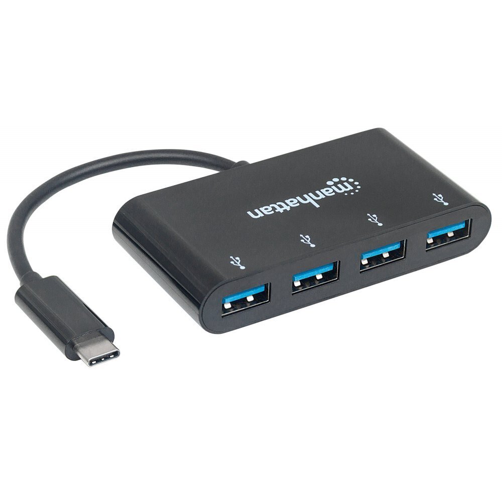 USB-keskitin Manhattan USB-C - 4xUSB-A-portit SuperSpeedillä jopa 5 Gbps hinta ja tiedot | Adapterit | hobbyhall.fi