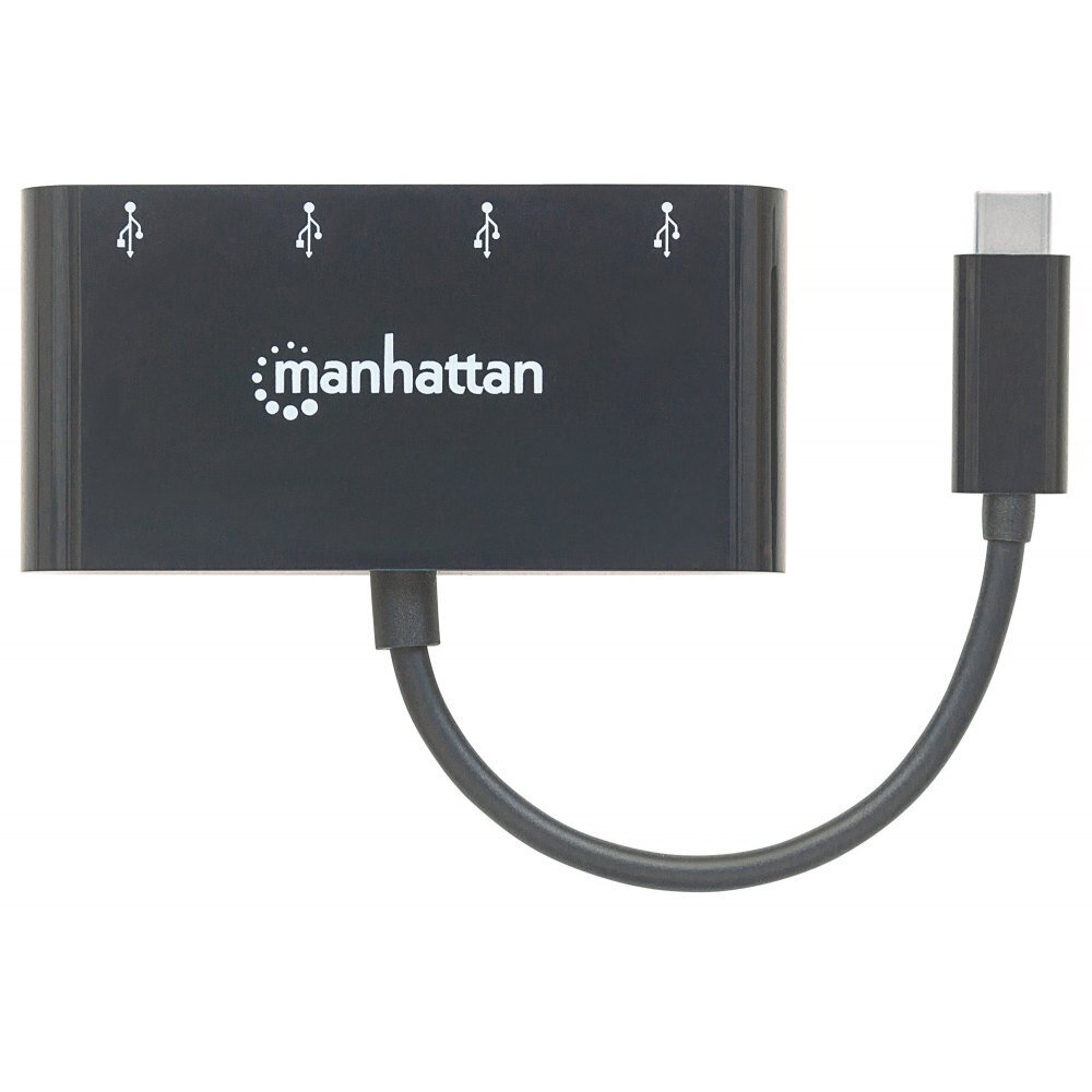 USB-keskitin Manhattan USB-C - 4xUSB-A-portit SuperSpeedillä jopa 5 Gbps hinta ja tiedot | Adapterit | hobbyhall.fi