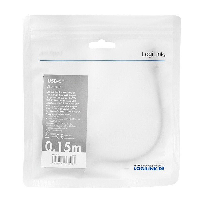 LogiLink USB-C - VGA-sovitin hinta ja tiedot | Adapterit | hobbyhall.fi