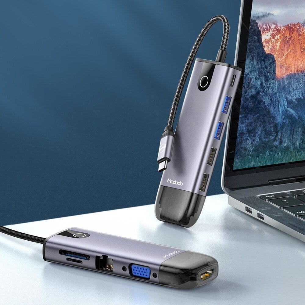 Mcdodo 10in1 USB-C RJ-45 VGA HDMI 4K kannettavan tietokoneen keskitin Macbook M1 HU-7420:lle hinta ja tiedot | Adapterit | hobbyhall.fi