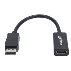 Sovitin Manhattan DisplayPort HDMI M/F 15cm full HD 1080P hinta ja tiedot | Adapterit | hobbyhall.fi