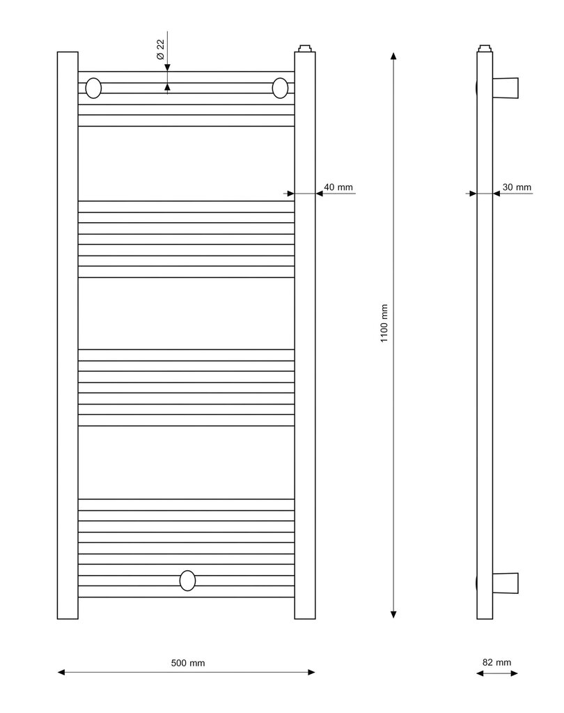 Granitan kylpyhuoneen patteri 50x110cm Puerto hinta ja tiedot | Kylpyhuoneen patterit ja pyyhekuivaimet | hobbyhall.fi