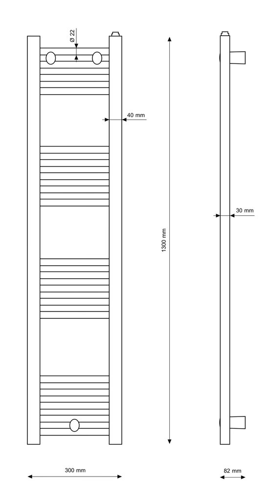 Granitan kylpyhuoneen patteri 30x130cm Puerto hinta ja tiedot | Kylpyhuoneen patterit ja pyyhekuivaimet | hobbyhall.fi