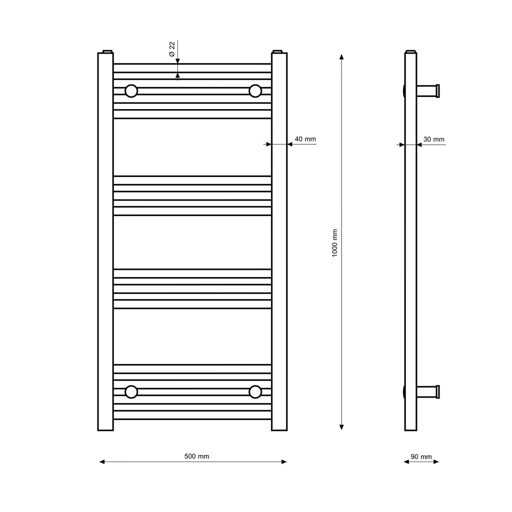 Granitan kylpyhuoneen patteri 50x100cm Breno hinta ja tiedot | Kylpyhuoneen patterit ja pyyhekuivaimet | hobbyhall.fi