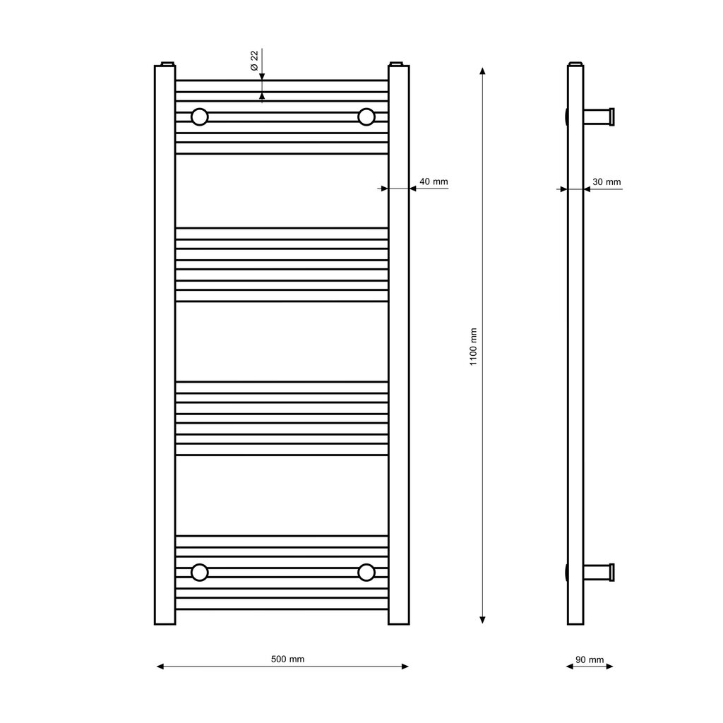 Granitan kylpyhuoneen patteri 50x110cm Breno hinta ja tiedot | Kylpyhuoneen patterit ja pyyhekuivaimet | hobbyhall.fi