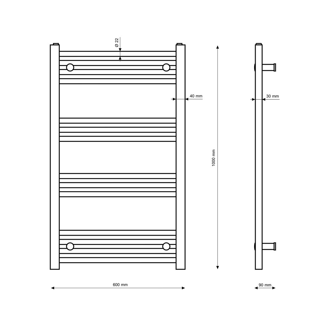 Granitan kylpyhuoneen patteri 60x100cm Breno hinta ja tiedot | Kylpyhuoneen patterit ja pyyhekuivaimet | hobbyhall.fi