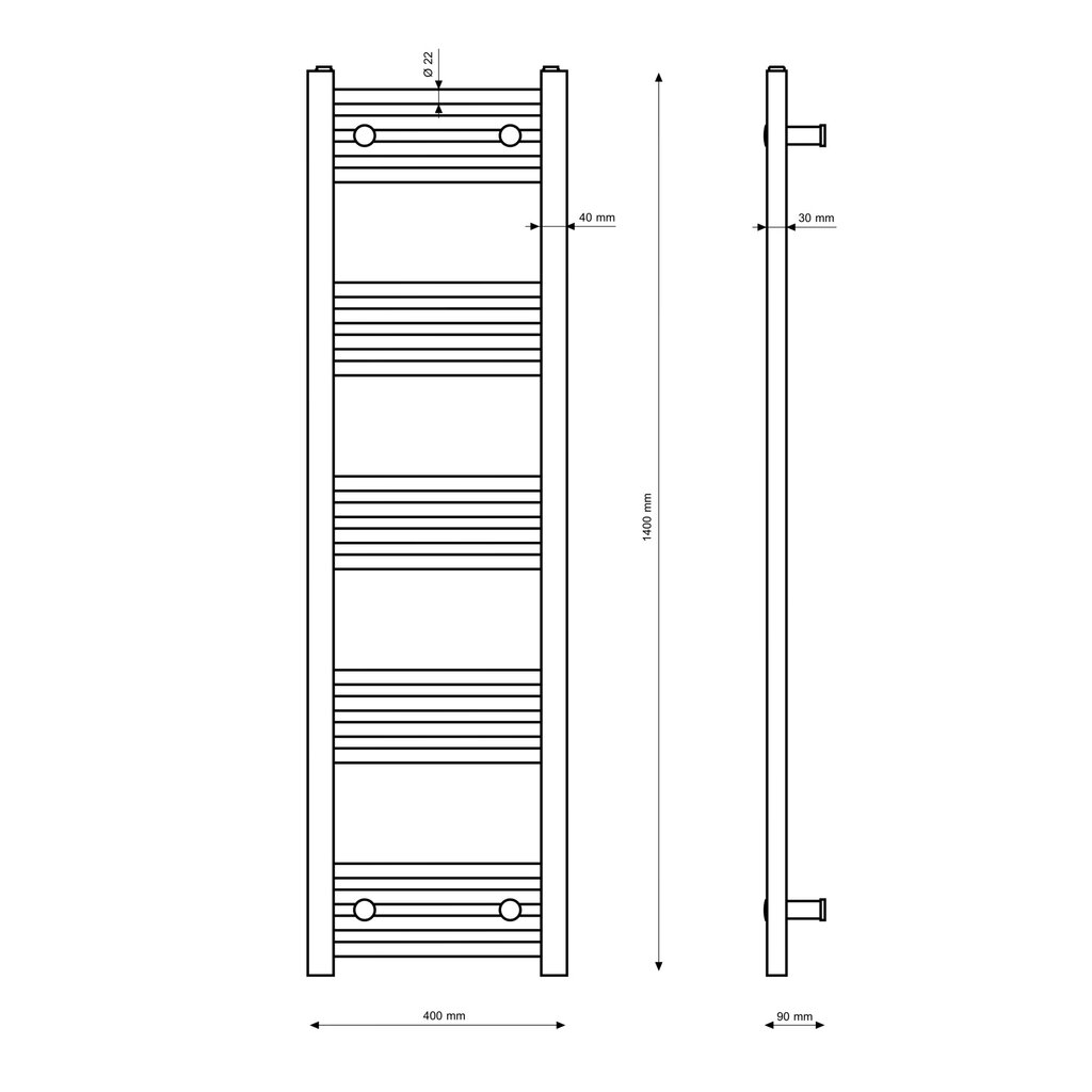 Granitan kylpyhuoneen patteri 40x140cm Breno hinta ja tiedot | Kylpyhuoneen patterit ja pyyhekuivaimet | hobbyhall.fi