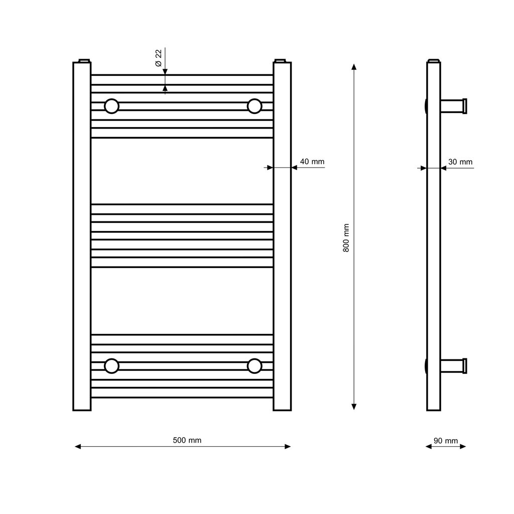 Granitan kylpyhuoneen patteri 50x80cm Breno hinta ja tiedot | Kylpyhuoneen patterit ja pyyhekuivaimet | hobbyhall.fi