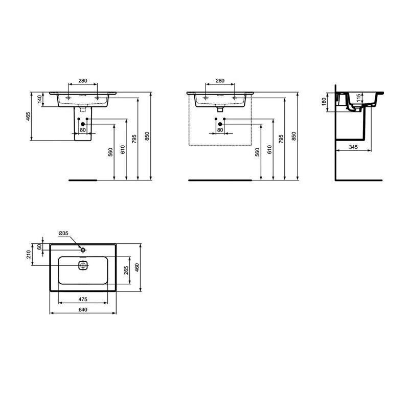 Kylpyhuonekaappi Ideal Standard Adapto 61 pesualtaalla, harmaa hinta ja tiedot | Kylpyhuonekaapit | hobbyhall.fi