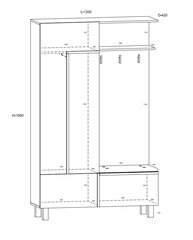 Vaatekaappi Meblocross Lars 06 3D, valkoinen / vaalea tammi hinta ja tiedot | Eteisen kalusteryhmät | hobbyhall.fi