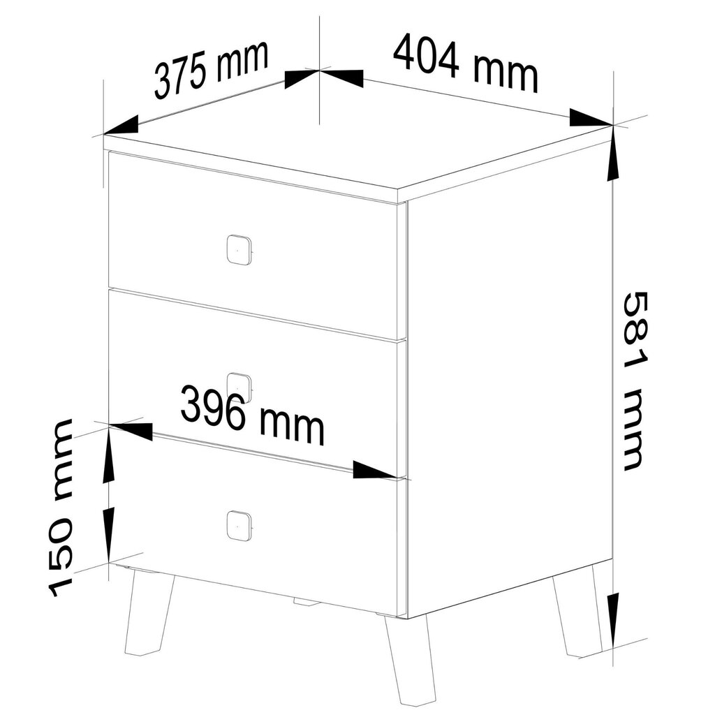 Yöpöytä Akord Mobi K-03, valkoinen hinta ja tiedot | Yöpöydät | hobbyhall.fi