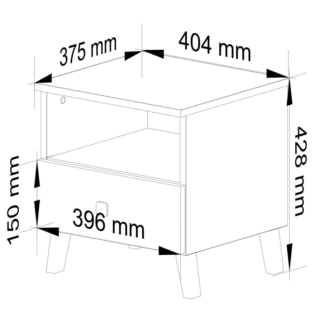 Yöpöytä Akord Mobi K-01, valkoinen hinta ja tiedot | Yöpöydät | hobbyhall.fi