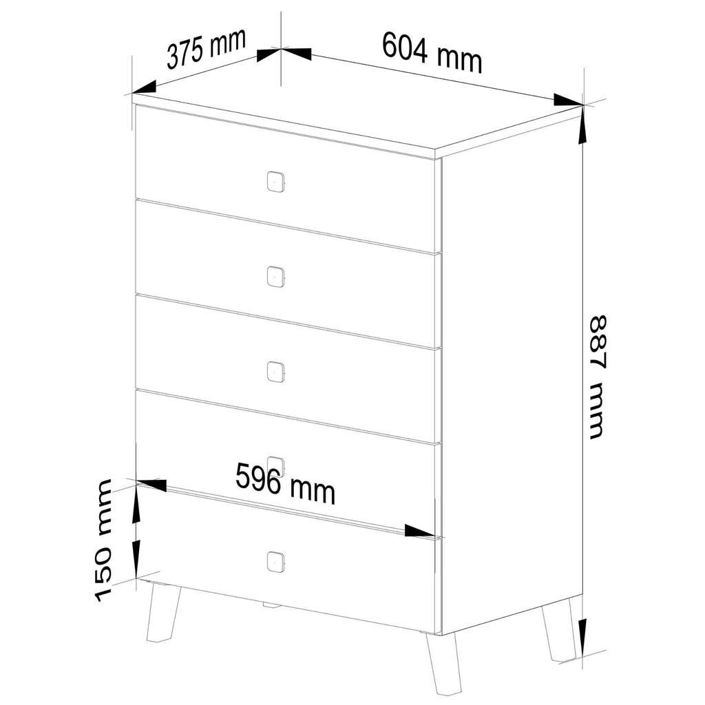 Lipasto Akord Mobi K-05, valkoinen hinta ja tiedot | Lipastot | hobbyhall.fi