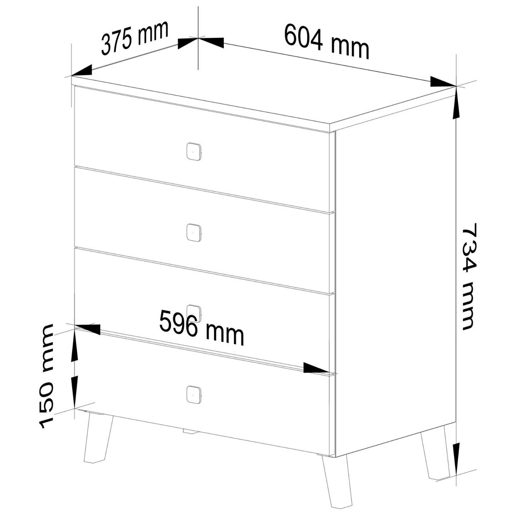 Komoda Akord Mobi K-04, valkoinen hinta ja tiedot | Lipastot | hobbyhall.fi