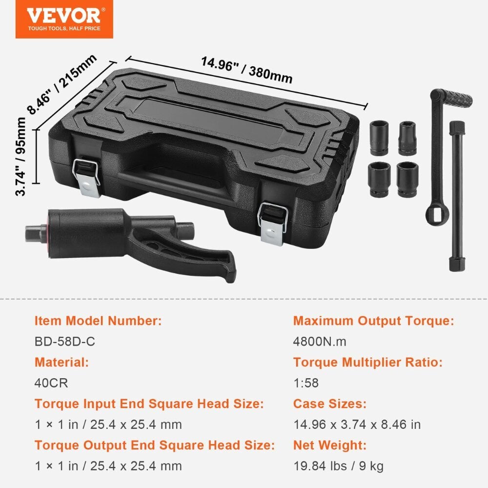 Vevor-pyöränavainten sarja, 4800 Nm, 4 kpl hinta ja tiedot | Käsityökalut | hobbyhall.fi