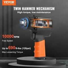 Vevor-paikallaan pysyvä paineilmavasaraväännin, 10000 rpm, 90-120PSI hinta ja tiedot | Käsityökalut | hobbyhall.fi