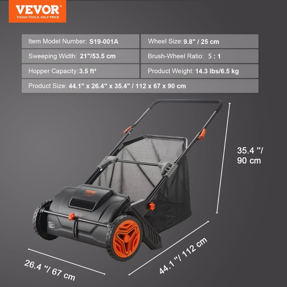 Vevor käsikäyttöinen lehtien keruukone, 99 l hinta ja tiedot | Puutarhatyökalut | hobbyhall.fi