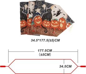 Halloween-pöytäliina, musta kissan noitatyyli, 33*180cm hinta ja tiedot | Juhlakoristeet | hobbyhall.fi