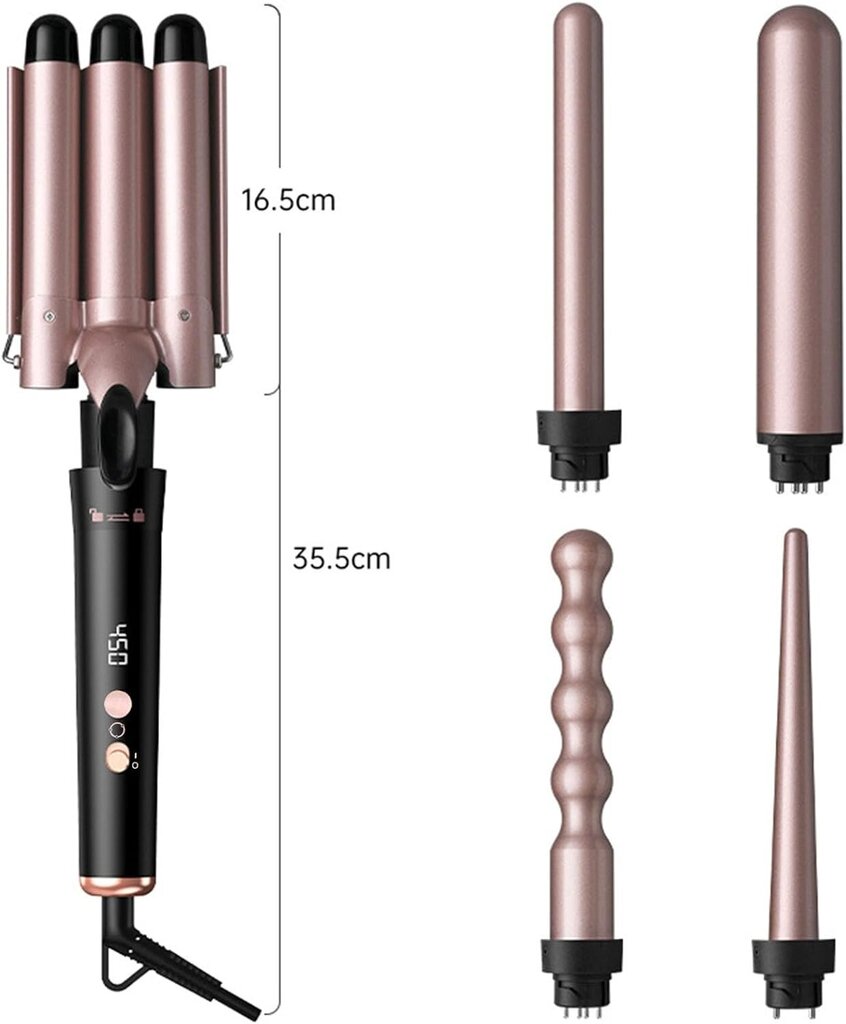 Curling Iron Wand 5 in 1 -kiharrussauvasarja, jossa 5 vaihdettavaa keraamista kiharrinsauvaa, nopeasti lämpenevä hiussauvan kiharrin kaikille hiustyypeille hinta ja tiedot | Suoristusraudat ja kihartimet | hobbyhall.fi