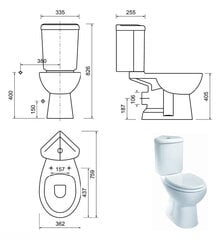 Kulma-wc COMPACT 82,6x75,9 cm WHITE CORNER CREAVIT + wc-istuin Soft Close JULIA hinta ja tiedot | WC-istuimet | hobbyhall.fi