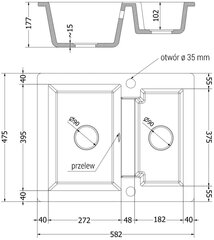 Granitiitti keittiöallas Mexen Carlos hanalla ja vesilukolla, White/Chrome hinta ja tiedot | Keittiöaltaat | hobbyhall.fi