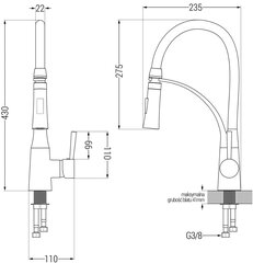 Granitiittinen keittiöallas Mexen Carlos hanalla ja vesilukolla, White/Black/Chrome hinta ja tiedot | Keittiöaltaat | hobbyhall.fi