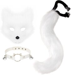 Tekoturkista Fox-naamio Susikissan pörröinen häntä ja nahkainen kaulakorusetti Halloween Party Cosplay -asu hinta ja tiedot | Naamiaisasut | hobbyhall.fi