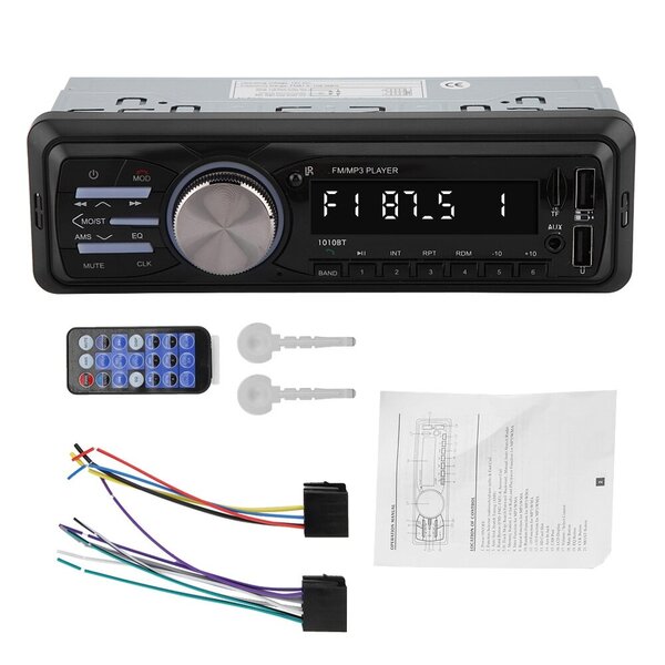 1010BT 12V Auto AUX Stereo BT Handsfree LCD MP3-soitin FM Radio Kaukosäädin