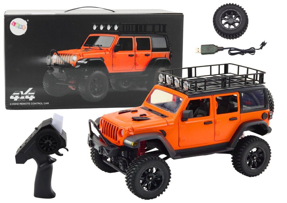 Kauko-ohjattava auto 2.4G 4x4, oranssi hinta ja tiedot | Poikien lelut | hobbyhall.fi