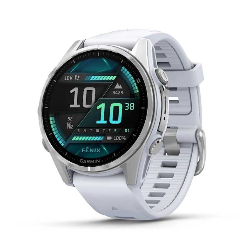 Garmin fēnix® 8 – 43mm AMOLED Silver with Whitestone silicone band hinta ja tiedot | Älykellot | hobbyhall.fi