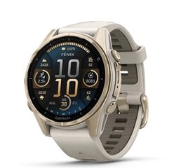 Garmin fēnix® 8 – 43mm AMOLED Sapphire Soft Gold with Fog grey/dark sandstone silicone band hinta ja tiedot | Älykellot | hobbyhall.fi