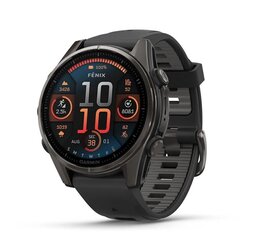 Garmin fēnix® 8 – 43mm AMOLED Sapphire Carbon grey DLC titanium with Black/pebble grey silicone band hinta ja tiedot | Älykellot | hobbyhall.fi