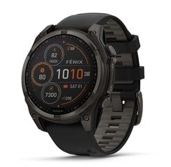 Garmin fēnix® 8 – 47mm Solar Sapphire carbon gray DLC titanium with black/pebble gray silicone hinta ja tiedot | Älykellot | hobbyhall.fi