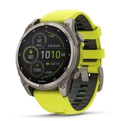 Garmin fēnix® 8 – 47mm Solar Sapphire titanium with an amp yellow/graphite silicone band hinta ja tiedot | Älykellot | hobbyhall.fi