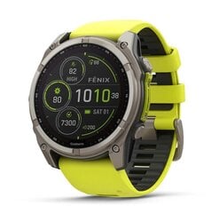 Garmin fēnix® 8 – 51mm Solar Sapphire titanium with an amp yellow/graphite silicone band hinta ja tiedot | Älykellot | hobbyhall.fi