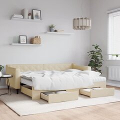 Ulosvedettävä sänky laatikoilla vidaXL, 80x200 cm, beige hinta ja tiedot | Sängyt | hobbyhall.fi