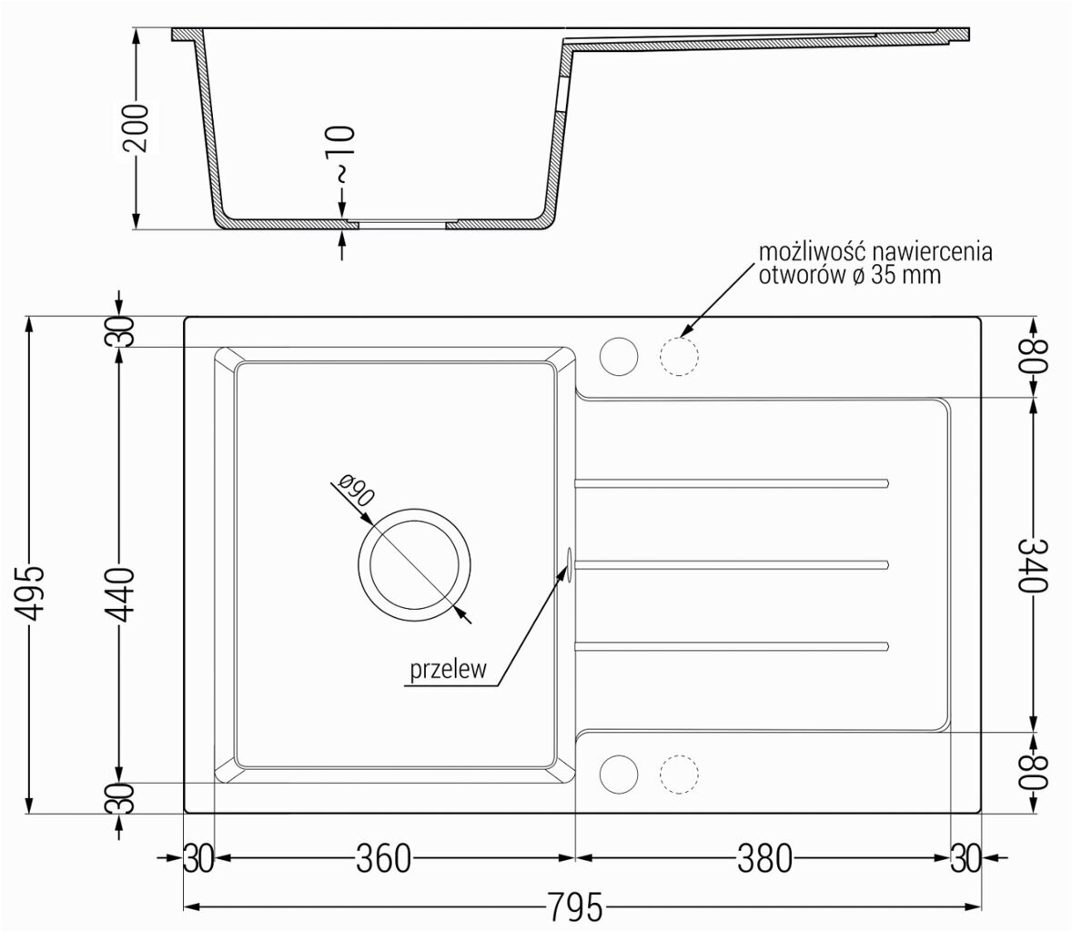 Granitiitti keittiöallas Mexen Bruno sifonilla, Black granite/Black hinta ja tiedot | Keittiöaltaat | hobbyhall.fi