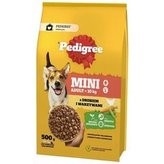 Pedigree Mini kuivaruoka aikuisille koirille, siipikarjalla ja vihanneksilla, 500 g x 6 kpl hinta ja tiedot | Koiran kuivaruoka | hobbyhall.fi