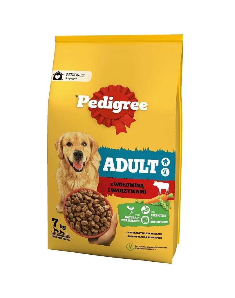 Pedigree kuivaruoka koirille, naudanlihalla ja vihanneksilla, 500 g x 12 kpl hinta ja tiedot | Koiran kuivaruoka | hobbyhall.fi