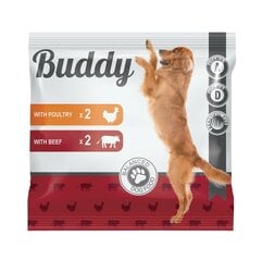 Buddy koirille, 4 x 100 g, 400 g (2 kpl siipikarjalla, 2 kpl naudanlihalla) x 11 kpl. hinta ja tiedot | Koiran märkäruoka | hobbyhall.fi