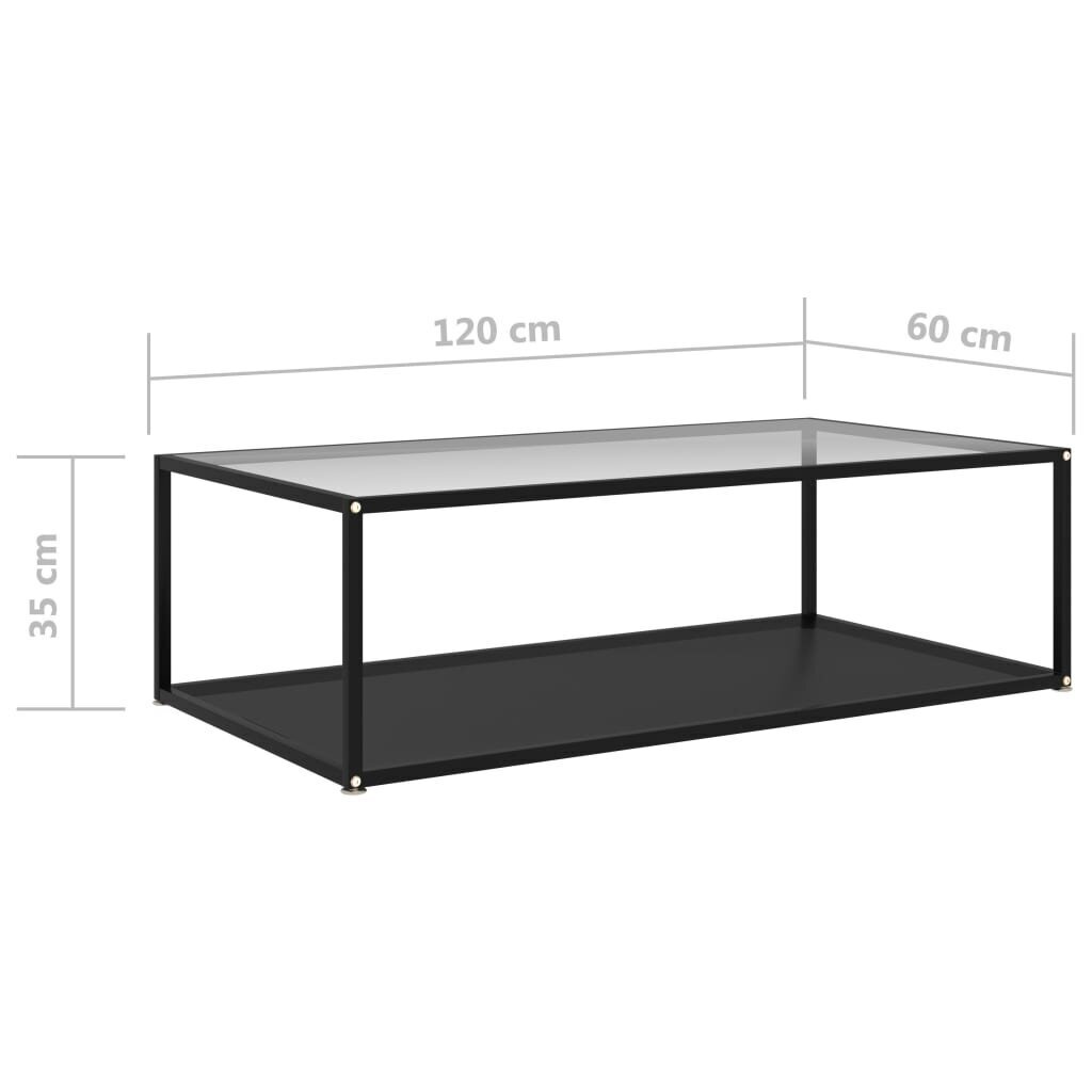 vidaXL Sohvapöytä läpinäkyvä ja musta 120x60x35 cm karkaistu lasi hinta ja tiedot | Sohvapöydät | hobbyhall.fi