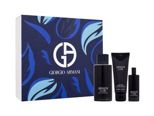 Kosmetiikkasetti Giorgio Armani Men's Armani Code miehille: Eau de Toilette EDT, 125 ml + Eau de Toilette EDT, 15 ml + suihkugeeli, 75 ml hinta ja tiedot | Suihkusaippuat ja suihkugeelit | hobbyhall.fi