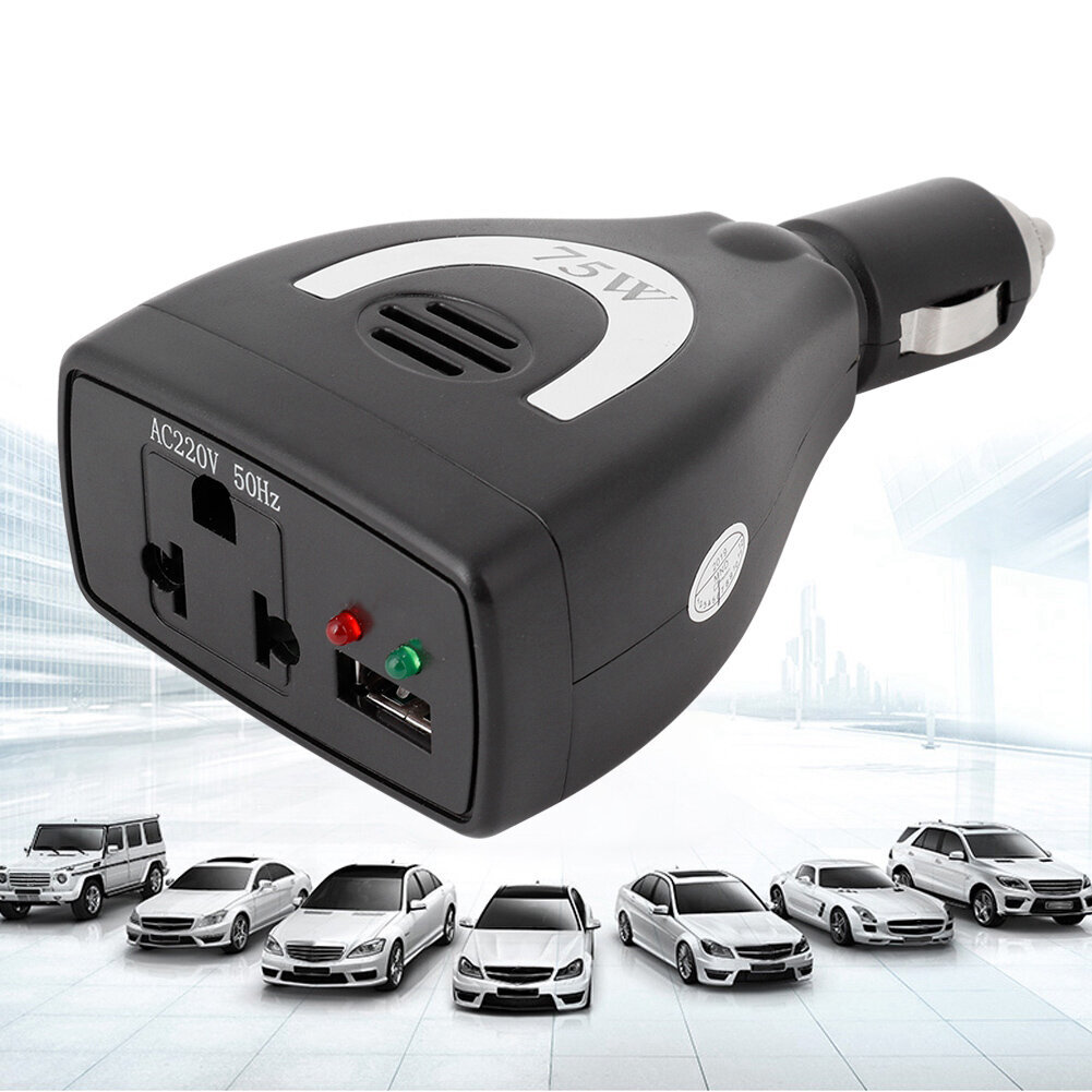 75 W DC12V AC Auto Power Invertter Muunnin USB-laturisovitin hinta ja tiedot | Muuntimet ja invertterit | hobbyhall.fi