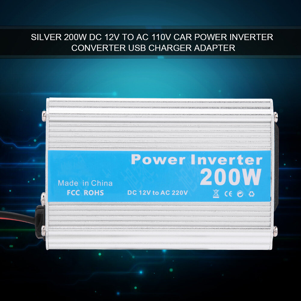 200 W DC 12 V - AC 110 V Auto Power Inverter Muunnin USB-laturisovitin hinta ja tiedot | Muuntimet ja invertterit | hobbyhall.fi