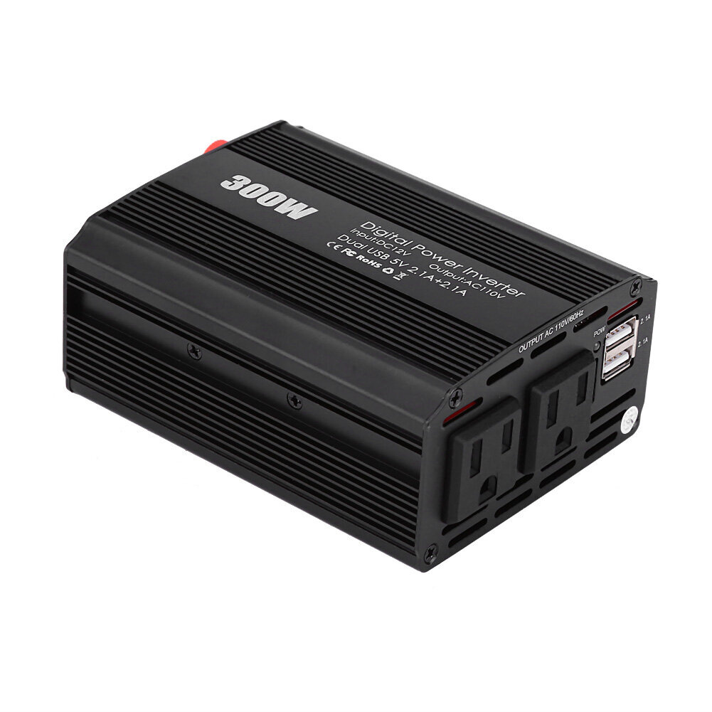 300 W DC 12 V AC Kannettava Power Invertter -muunnin W / Dual USB 2.1A 5V laturisovitin hinta ja tiedot | Muuntimet ja invertterit | hobbyhall.fi